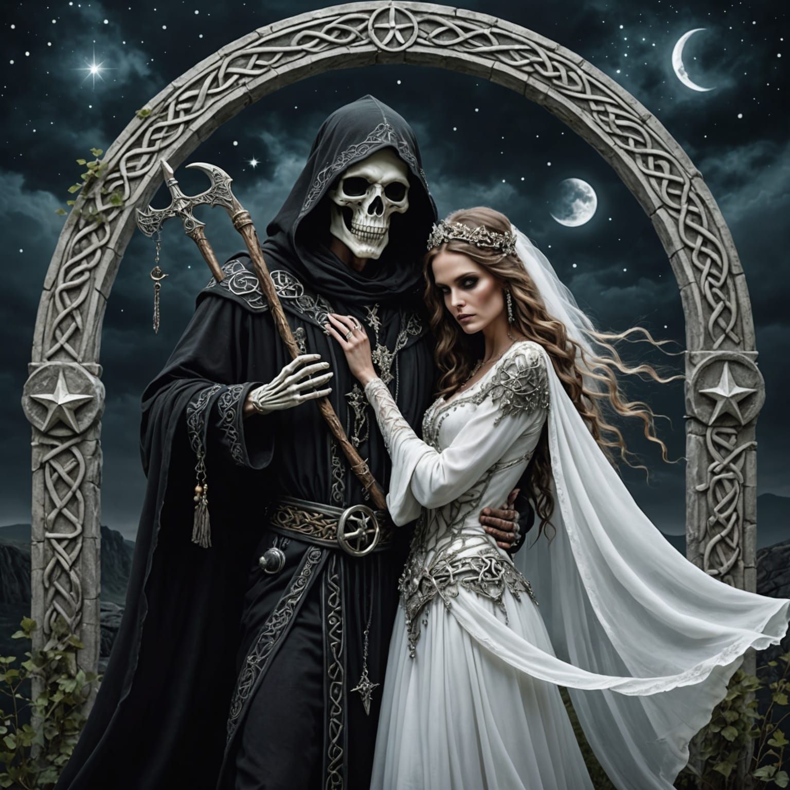 Celtic Druid Grim Reaper with Bride