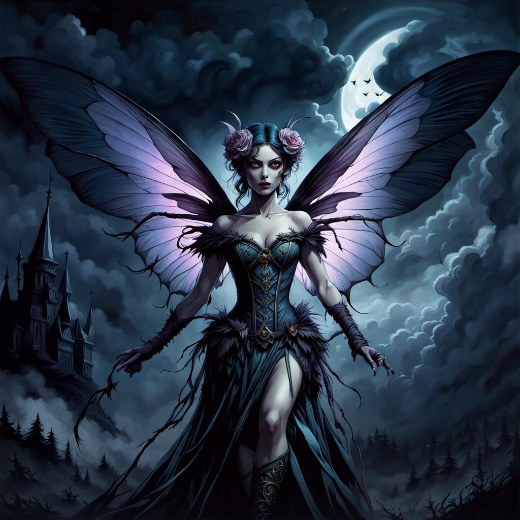 Zombie Fairy in a Dark Fantasy Photoillustration