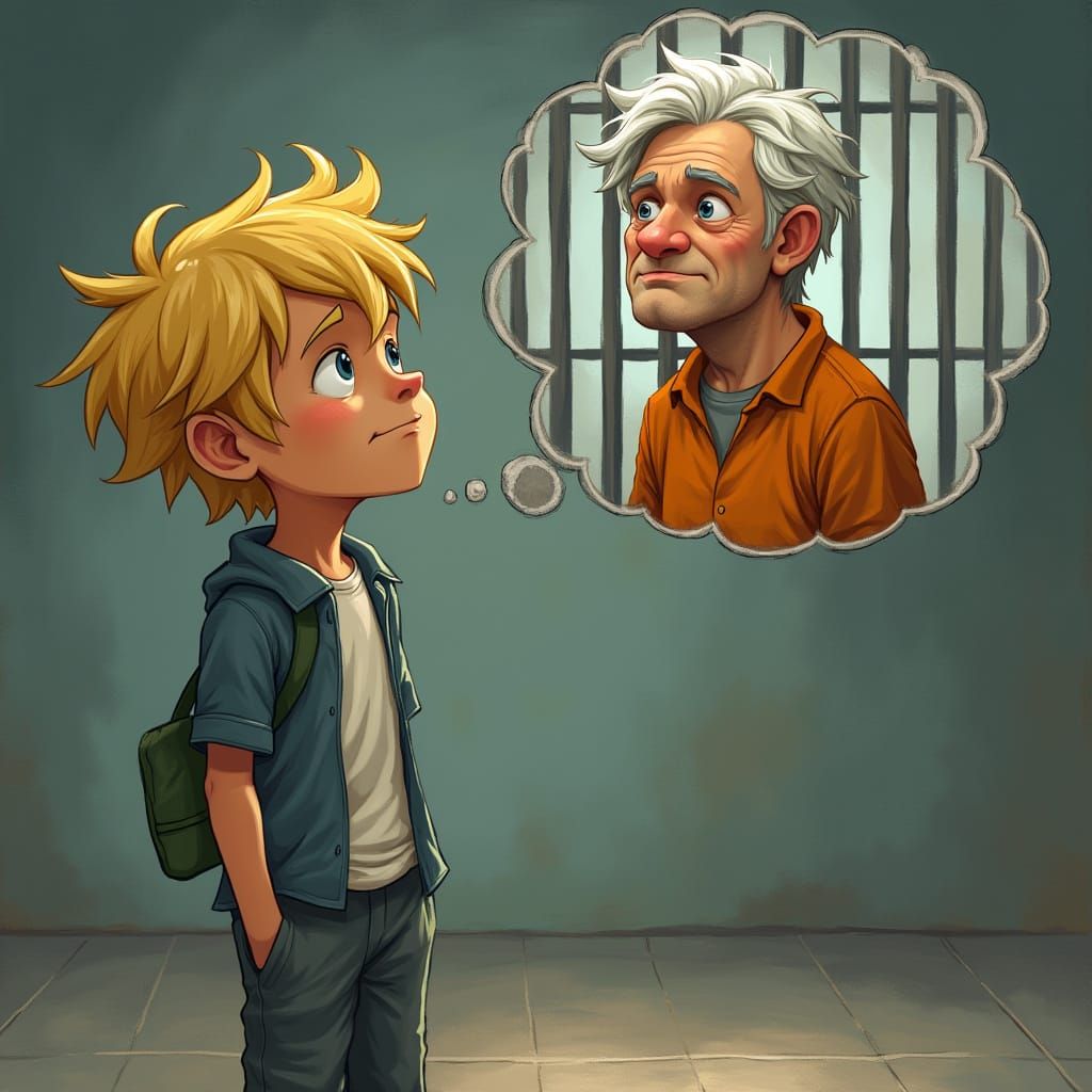 A Young Boy's Nostalgic Reflection on a Future Behind Bars