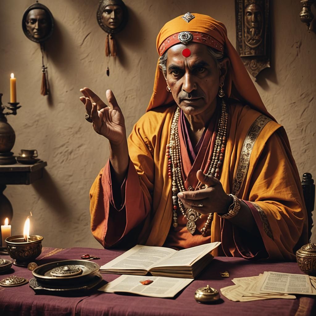 Hyperrealistic Indian Fortune Teller Blessing