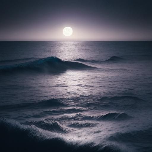 Dreamy Ocean Scene Under a Full Moon