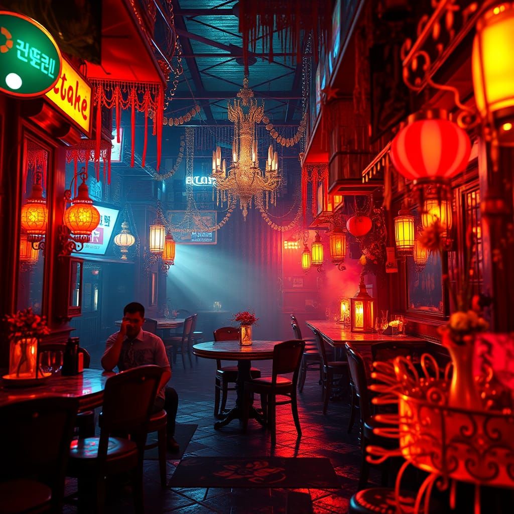 Vibrant Cabaret Scene in Art Nouveau Style