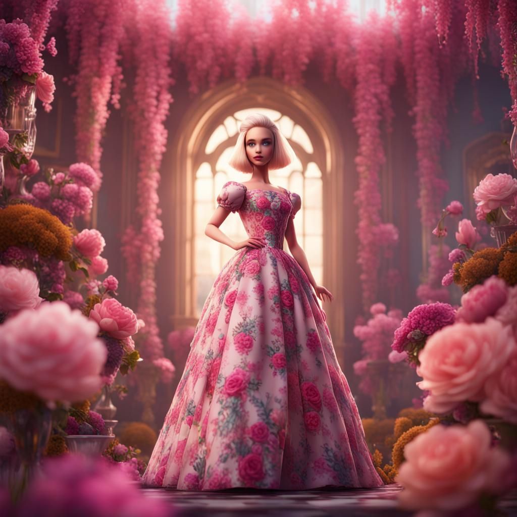 Boy as Barbie in Floral Gown: Fantasy Concept Art