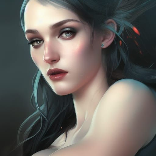 Gothic Woman Portrait in Hyperdetailed Style