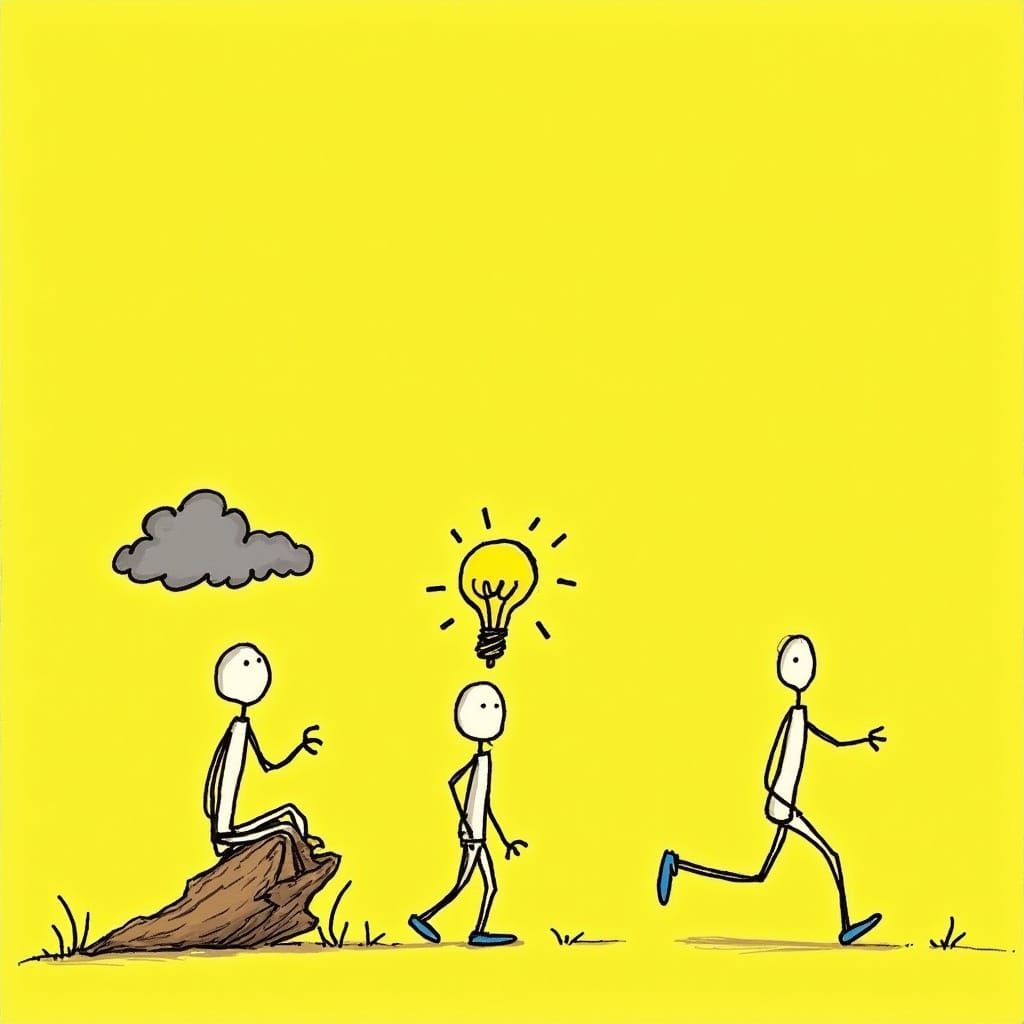 Stick Figures Embark on Journey from Despair to Joy