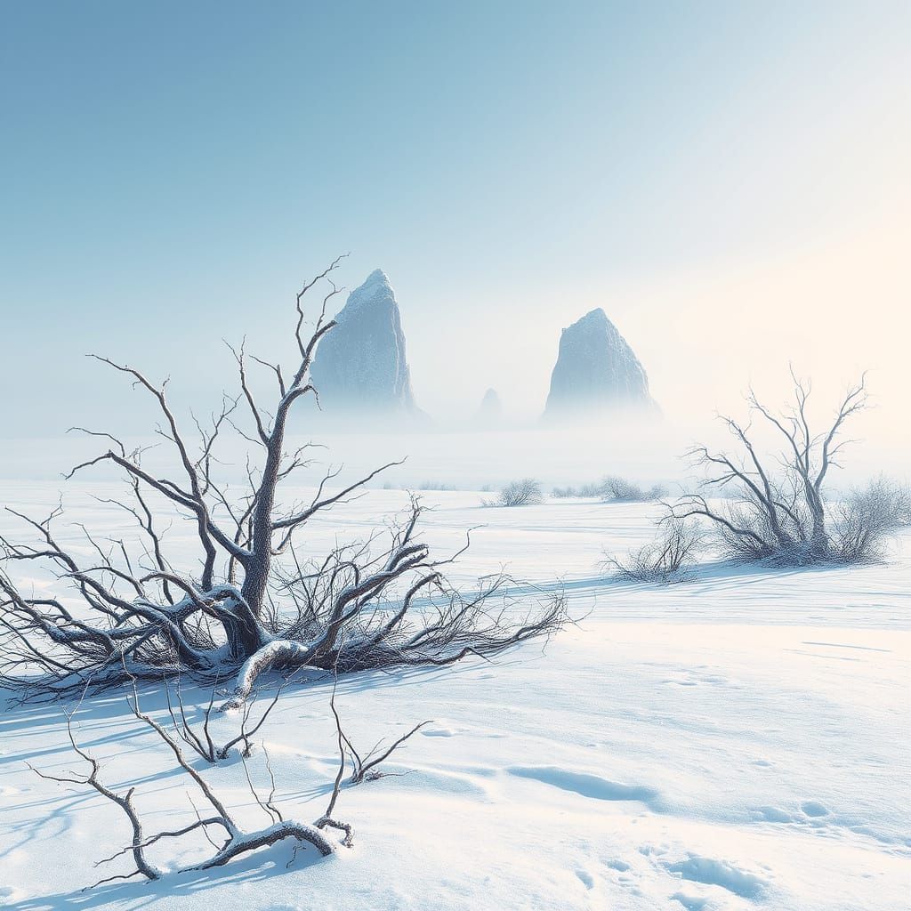 Frostbitten Tundra Landscape in a Cyberpunk Aesthetic