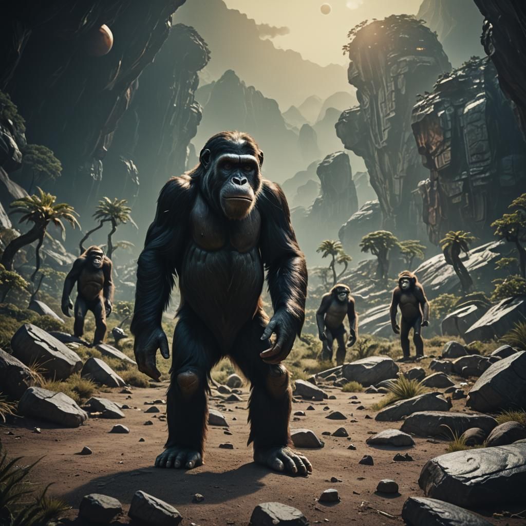 Epic Cinematic Film Still of Ape Kingdom