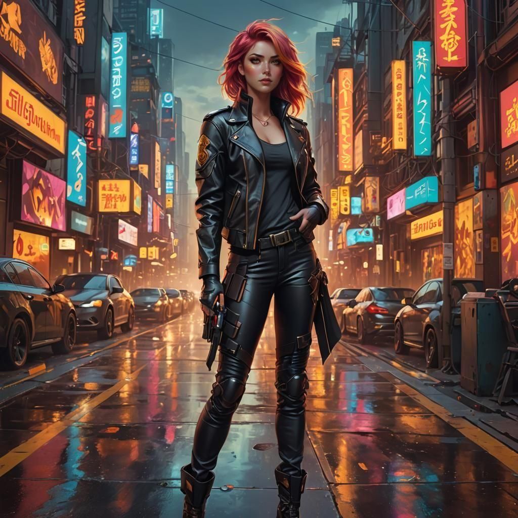 Cyberpunk Portrait of Sunset Shimmer in 8K