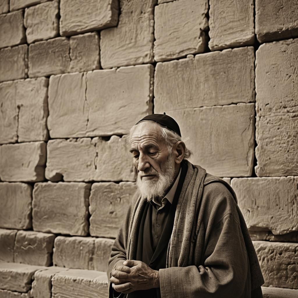 High-Contrast Portrait of Praying Man in Sepia Tone