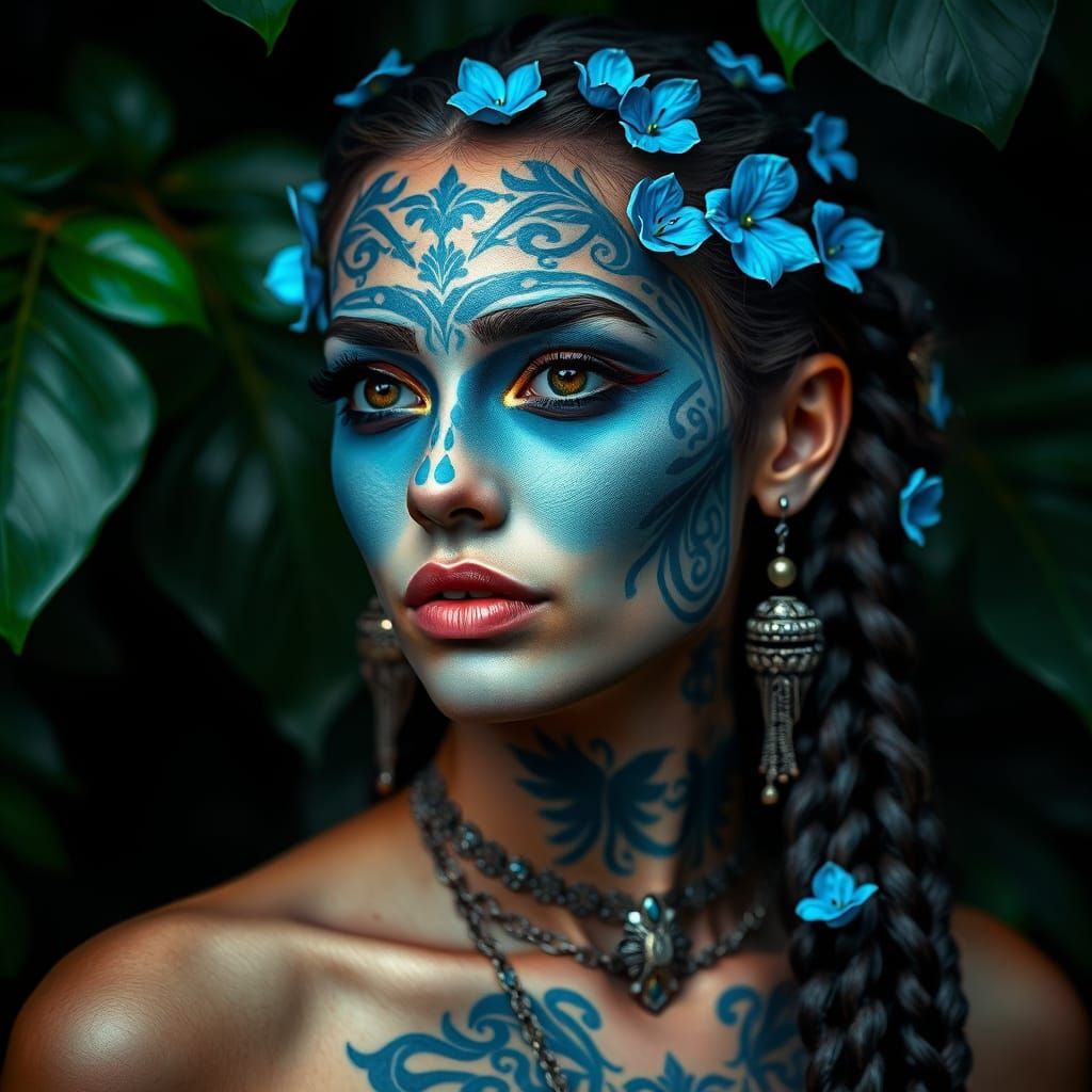 Exotic Goddess with Tribal Beauty and Ethereal Aura