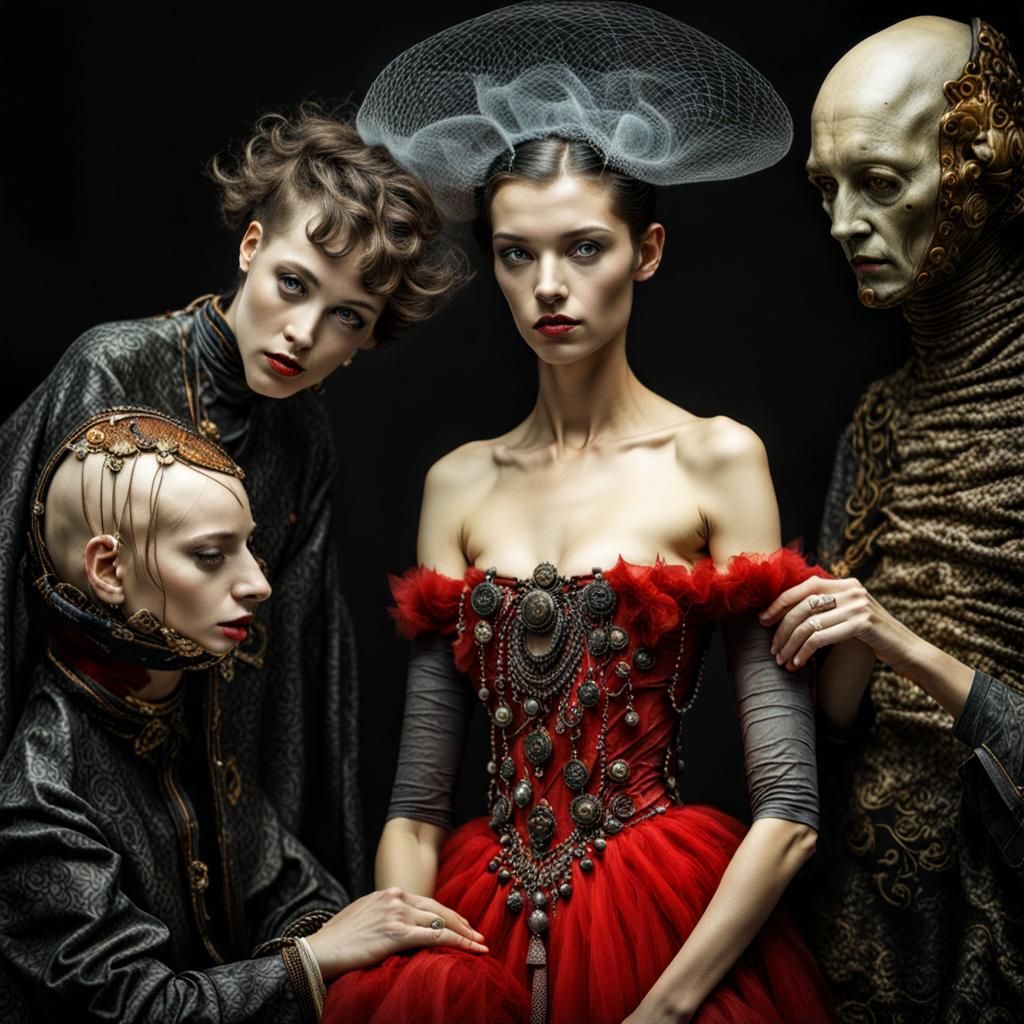 Surreal Alien Restaurant Celebration in Ethereal Light