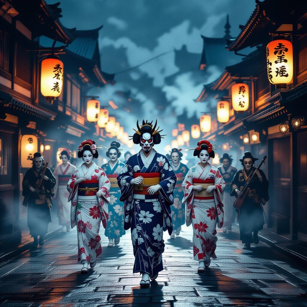 Yokai Parade in Misty Edo Streets