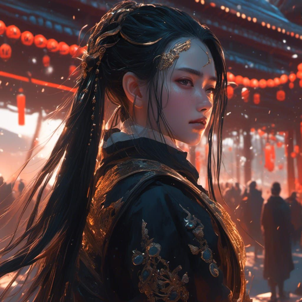 Anime Art Book Cover: Braided Woman Portrait