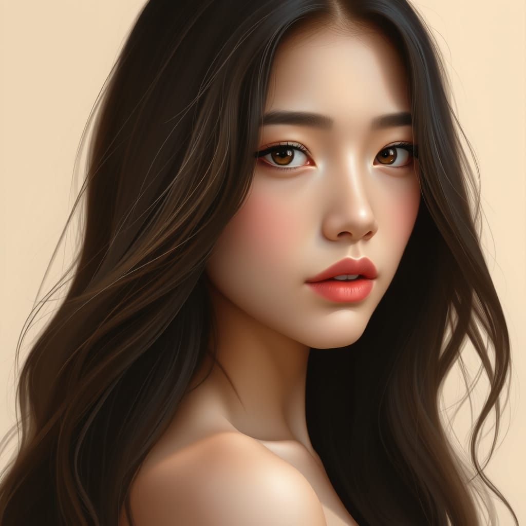 Serene Hyper-Realistic Portrait of a Young Woman