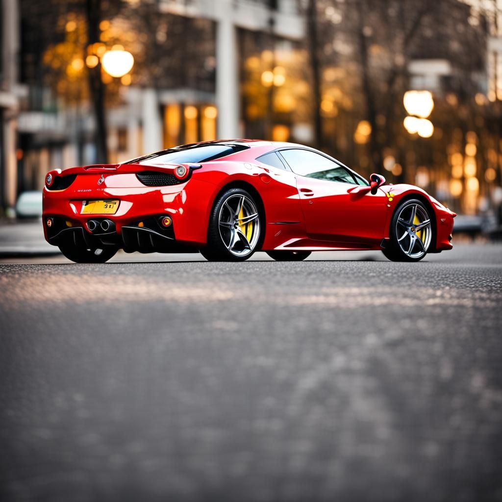 Red Ferrari 458 in Professional Photography Style