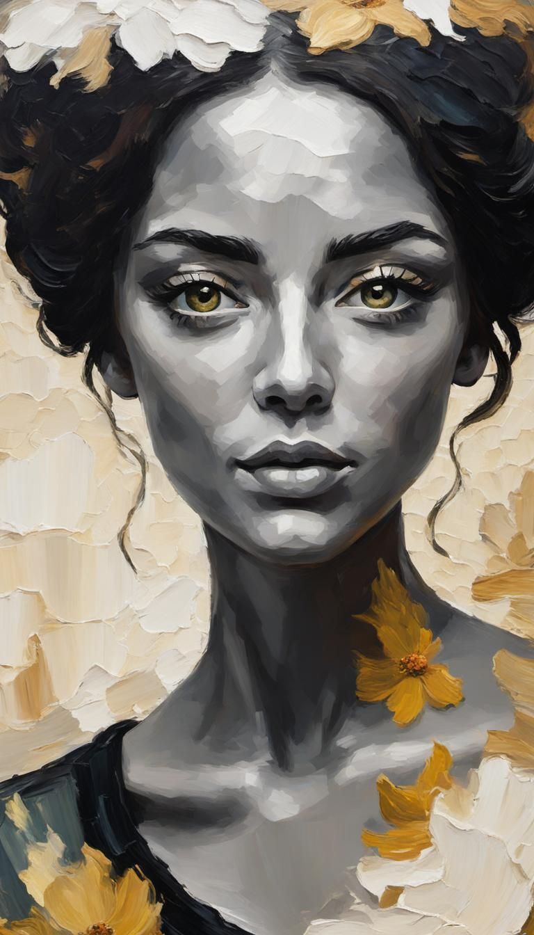 Woman in Post-Impressionist Impasto Oil Painting