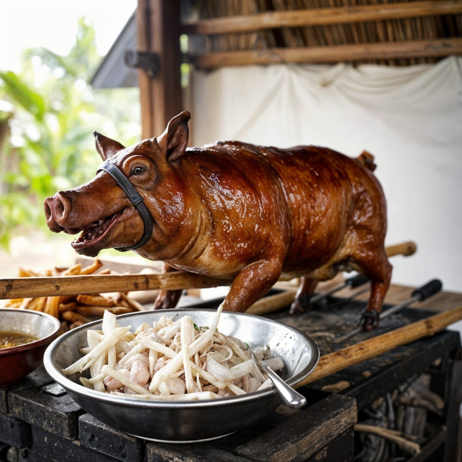 Lechon: Crispy Roasted Pig in Philippines Village