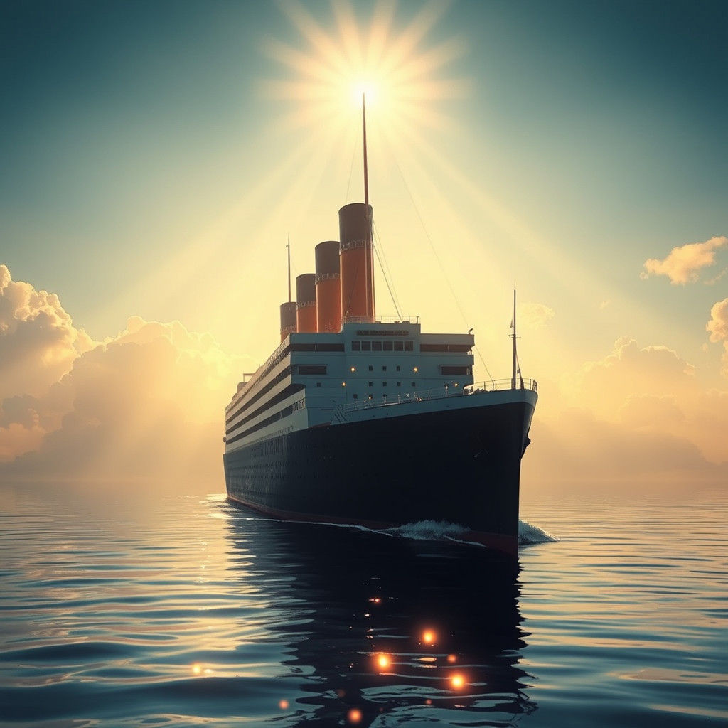 Titanic Sails Serene Seas in Impressionistic Light