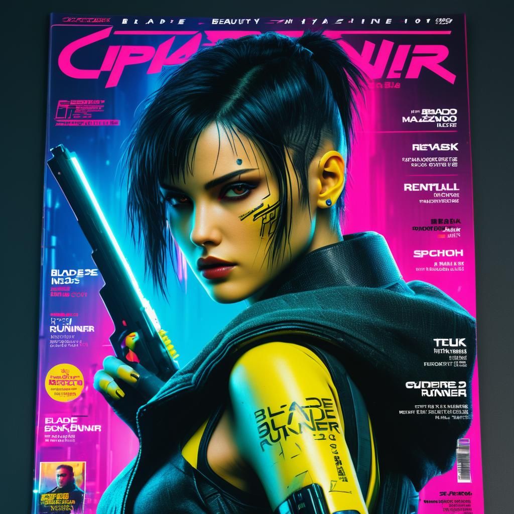 Cyberpunk beauty magazine cover