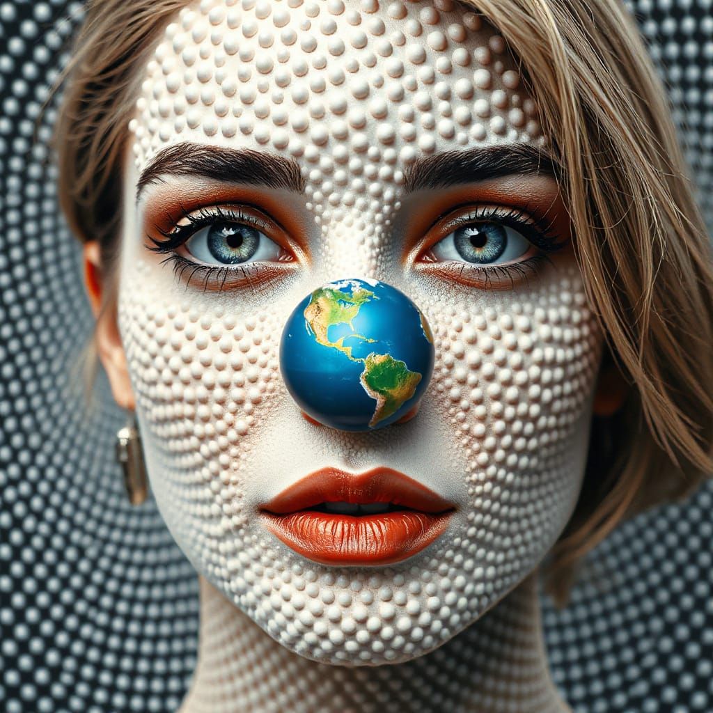 Mesmerizing Optical Illusion: Woman's Face in Polka Dots