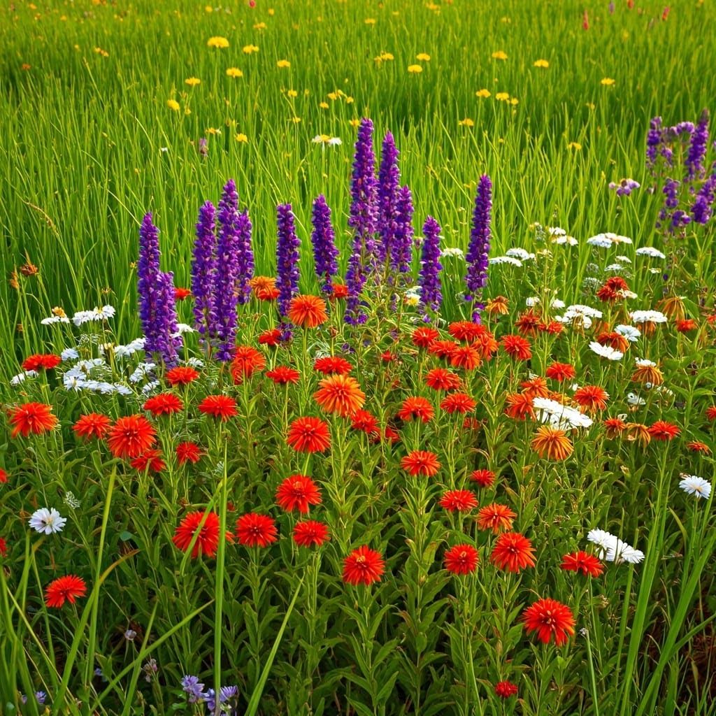 Vibrant Meadow Garden Blooms in Full Color