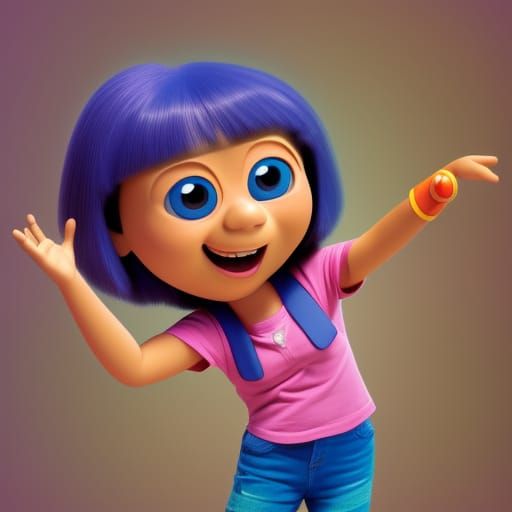 Adult Dora the Explorer in Pixar Style