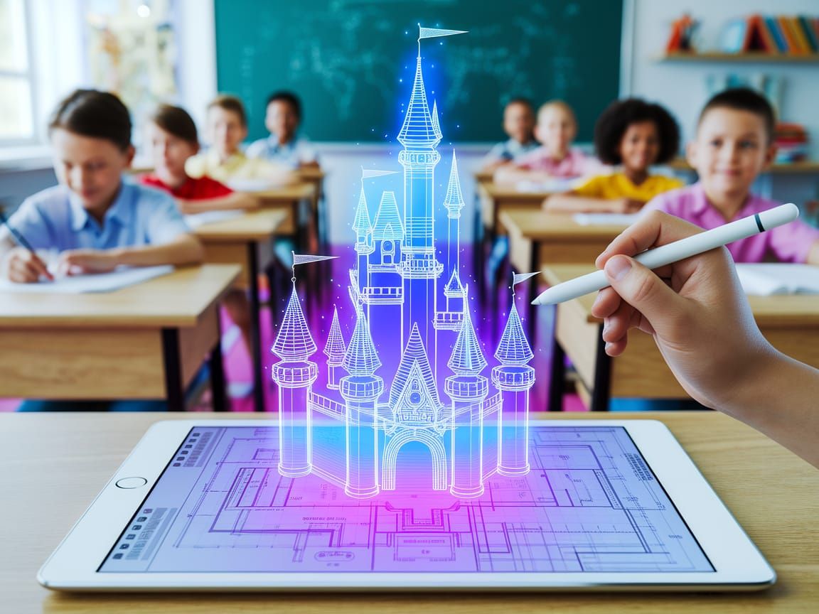 Fairytale Castle Blueprint Rises from Tablet