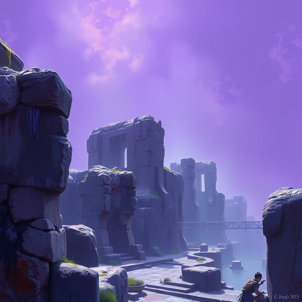 Ancient, Mysterious Stone Structures in Regal Purple