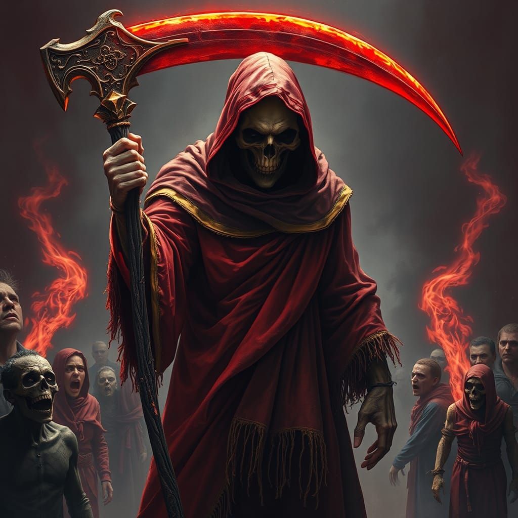 Grim Reaper with Souls in Ethereal Splash Art