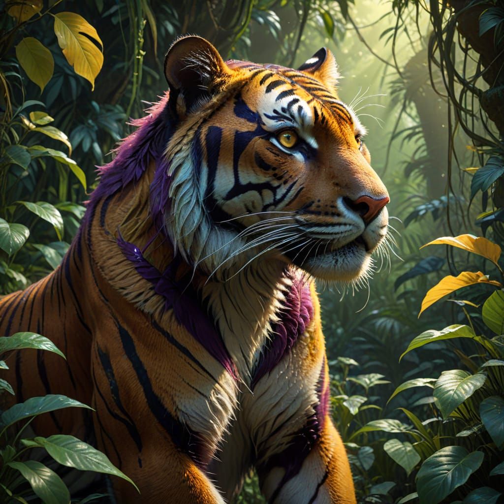 Regal Warden Tiger Dominates Jungle Landscape in Hyper-Reali...