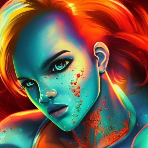 Hyperrealistic Profile Picture with Colorful Splash Art