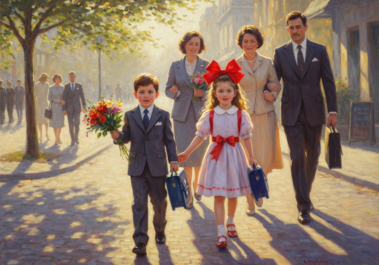 First Day of School: An Impressionist Oil Painting