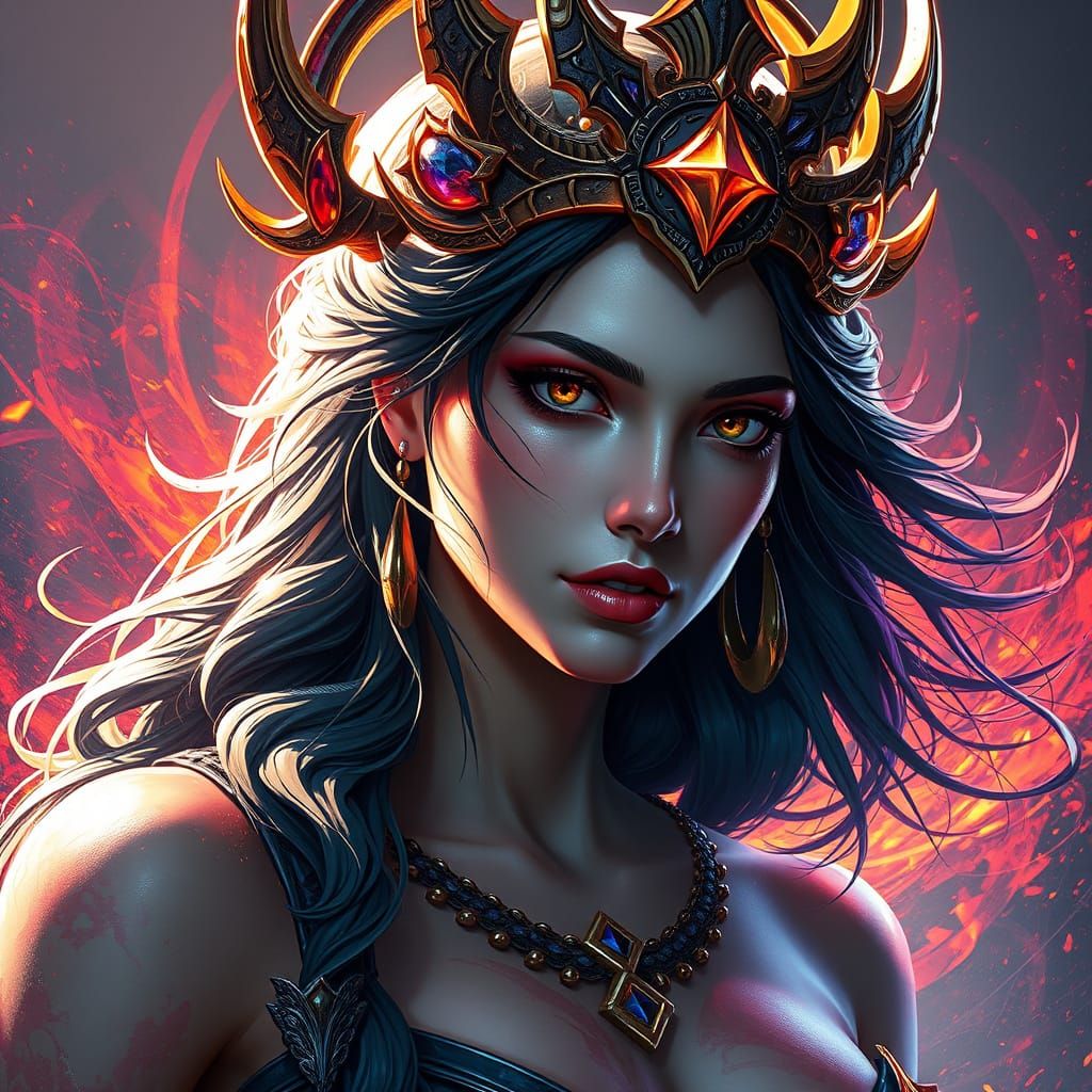 Goddess Nyx in Triadic Colors Concept Art