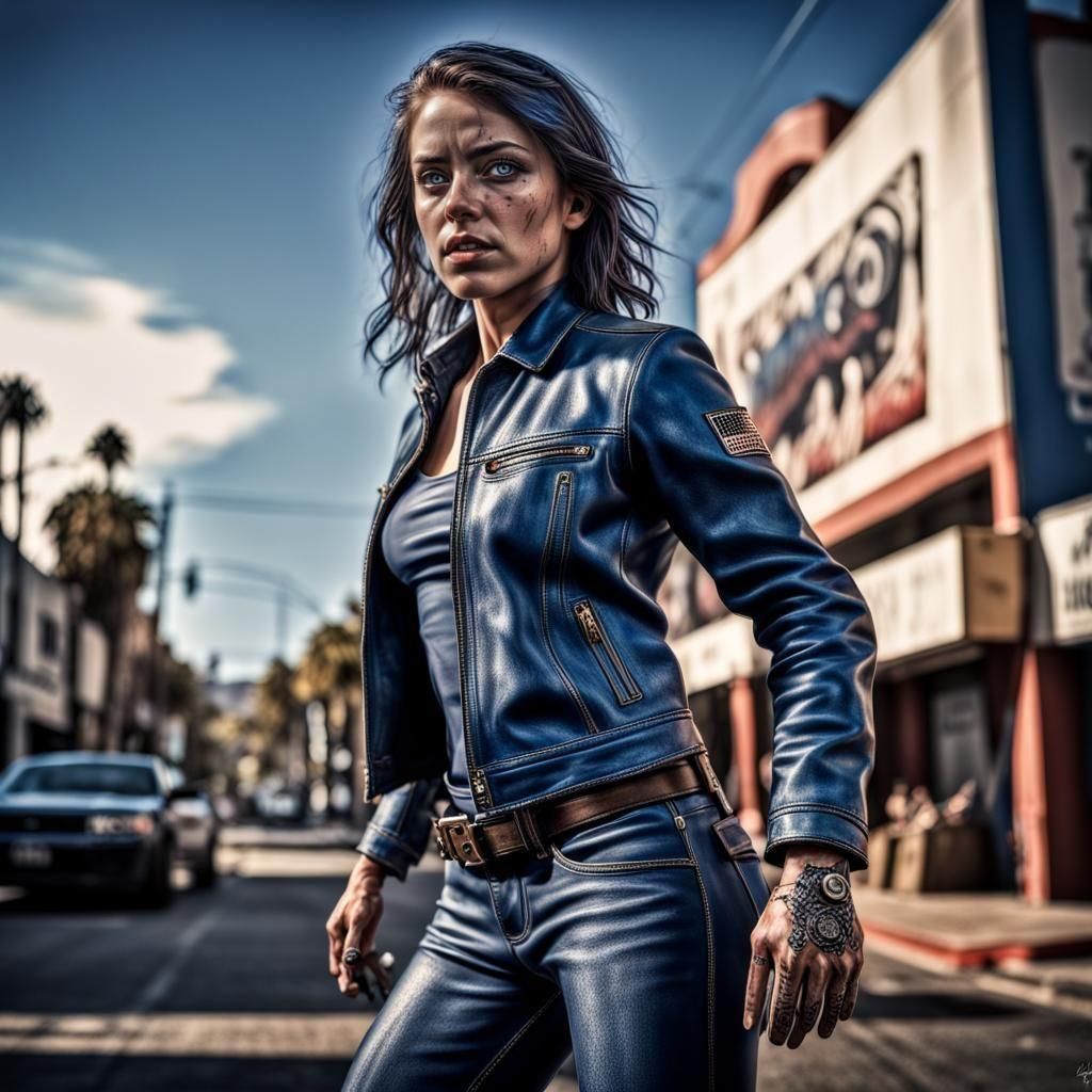 Hyperrealistic Hollywood Stuntwoman in Cinematic Style