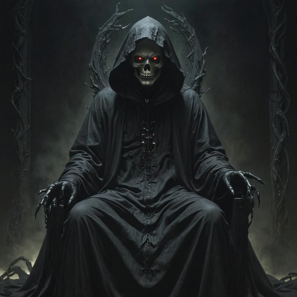 Ectoplasmic Hooded Figure on Dark Throne