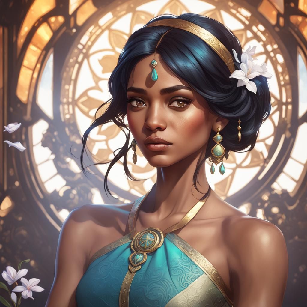 Jasmine Portrait in Hyperdetailed Artstation Style