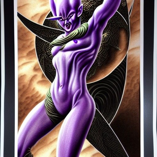 Demon Frieza: Hyperdetailed Shin Hanga Ink Painting