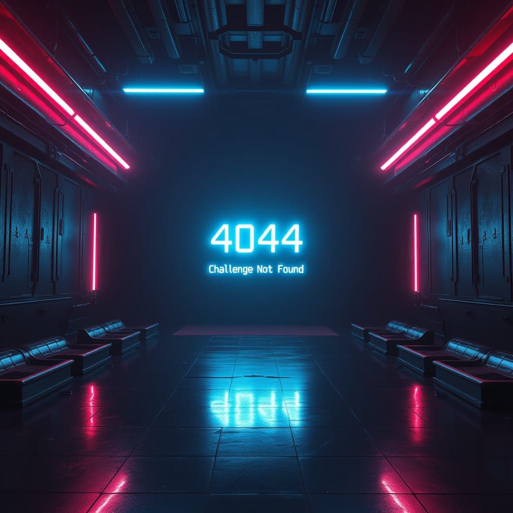 Eerie Neon Labyrinth in a Futuristic Void