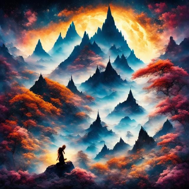 Girl in Lunar Landscape with Motion Aura