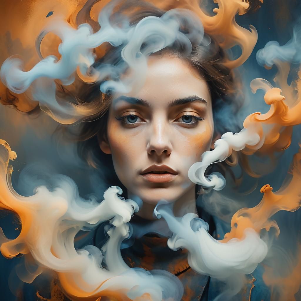 Abstract Portrait of Girl in Smoke, Rothko Style