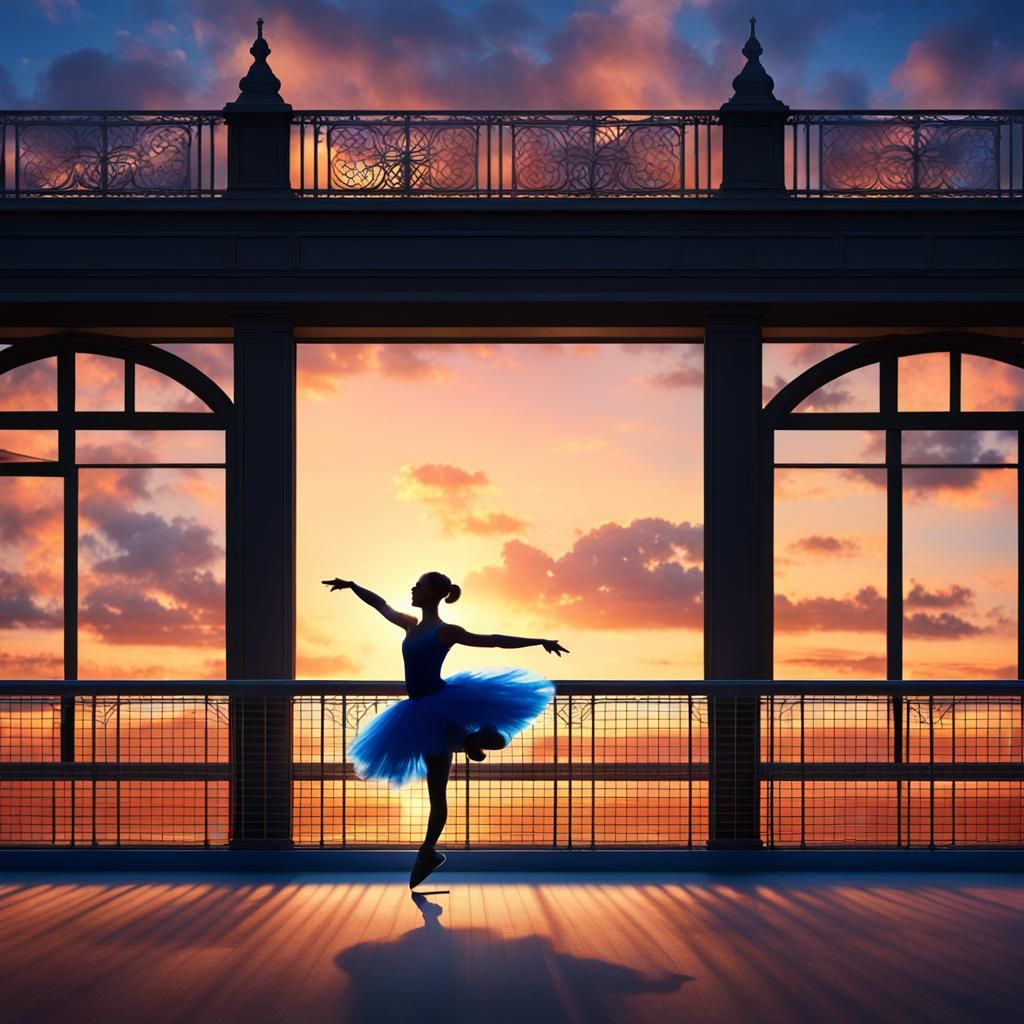 Figure Skater Silhouette at Sunset: Fantasy Concept Art