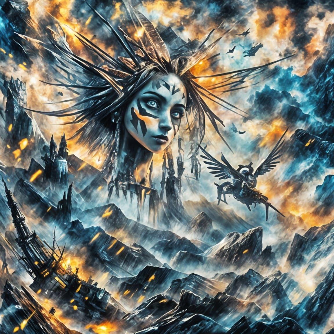 Dark Gothic Impasto Painting of Na'vi Shipwreck