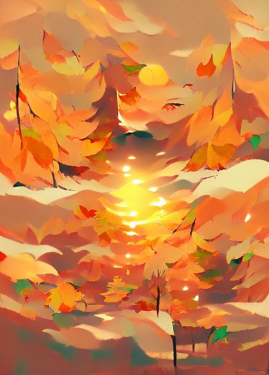 Beautiful Autumn Forest in Sunlight