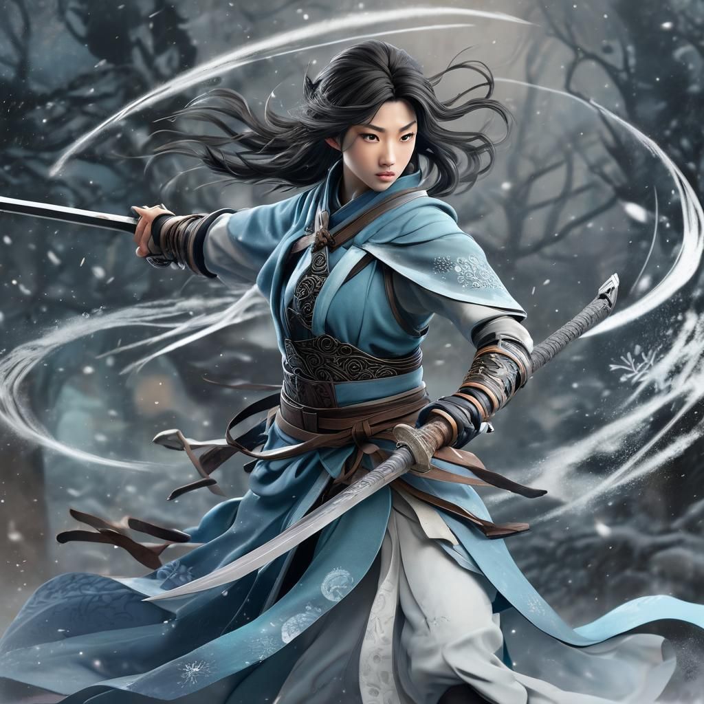 Korean Warrior in Anime Style with Sword