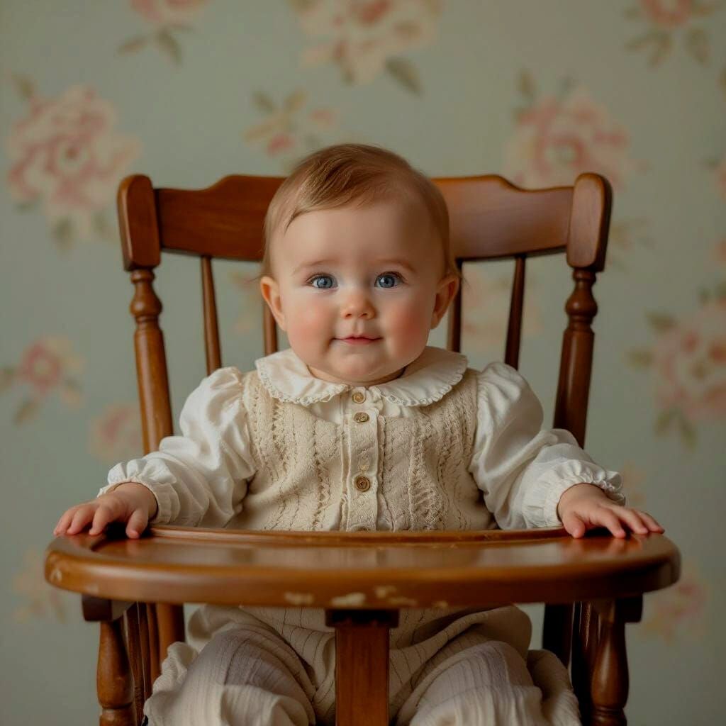 Adorable 1950s Baby Portrait in Photorealistic Style