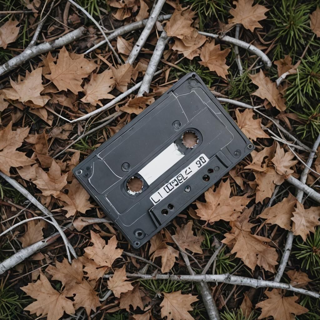 Video Cassette Tape on Forest Floor at Night