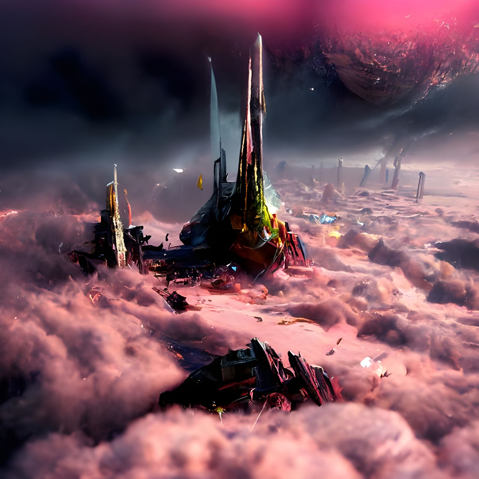 Destroyed Planet: Hyperrealistic Digital Illustration