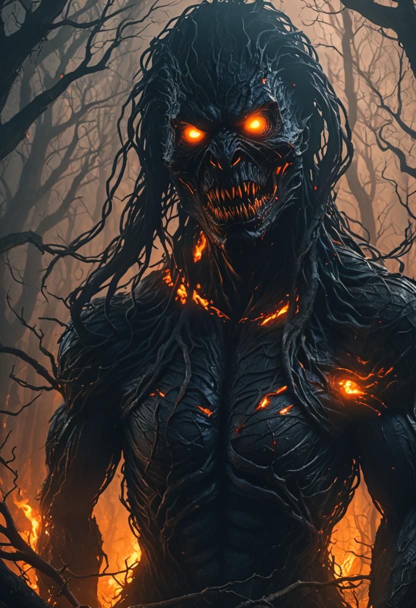 Terrifying Monster Emerges from Dark Fantasy Woods