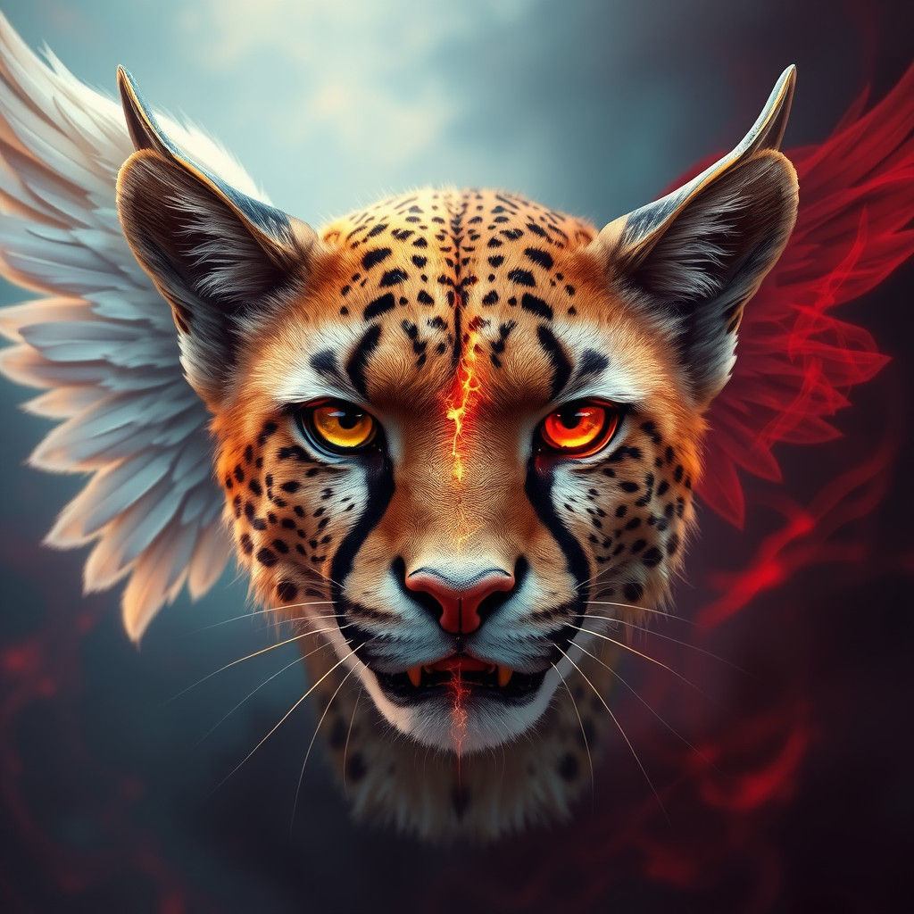 Angelic and Demonic Cheetah Face Portrait
