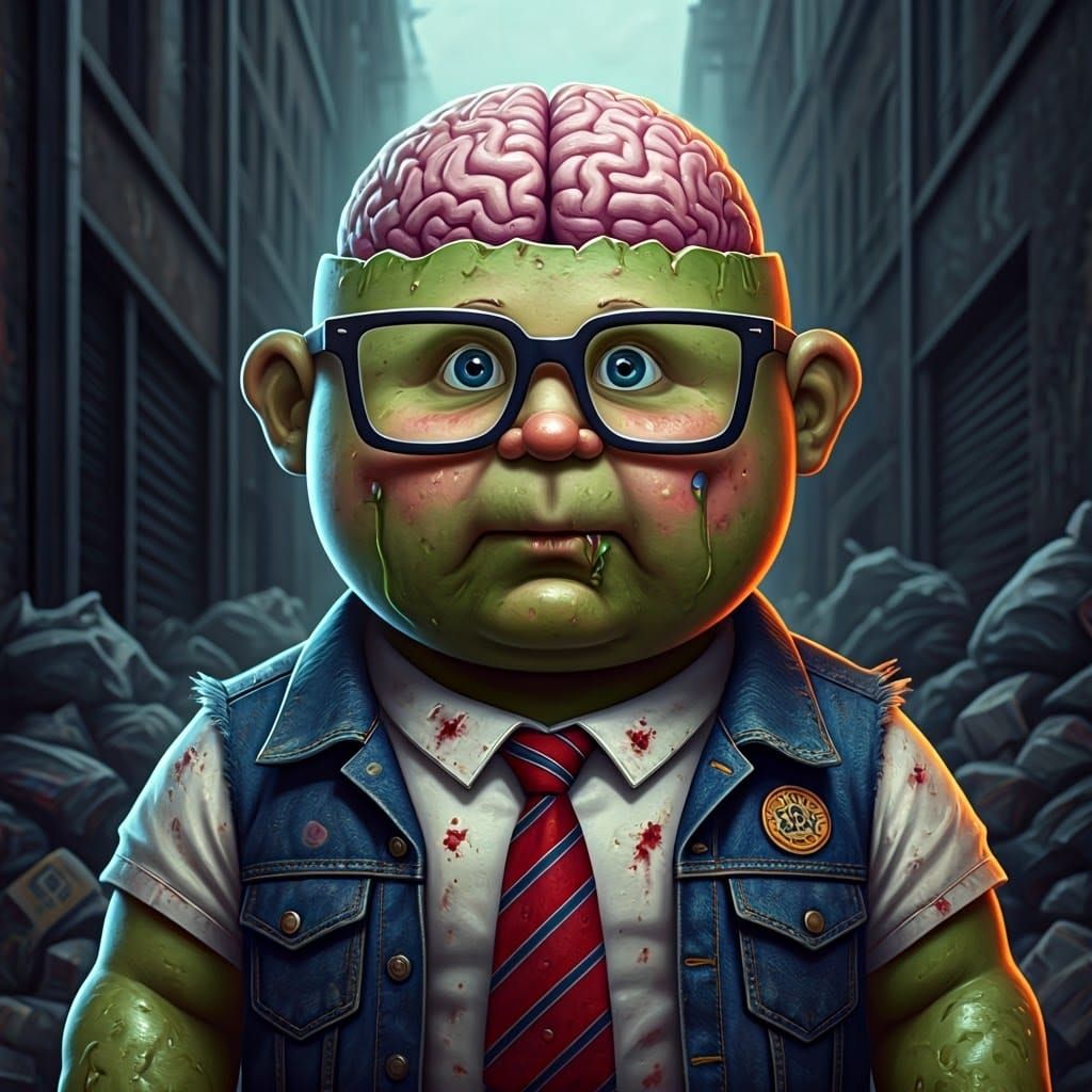 Gross Garbage Pail Kid Portrait: Brainy Brian